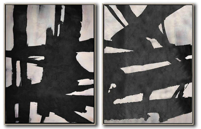 Large Abstract Art,Set Of 2 Minimal Painting On Canvas - Abstract Art Decor Large Canvas Painting